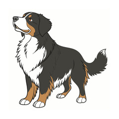 Bernese Mountain Dog Isolated – Vector Illustration on White Background for Pet, Breed, and Animal Design Purposes, Bernese Dog Vector, Mountain Dog Art, Pet Breed Illustration



