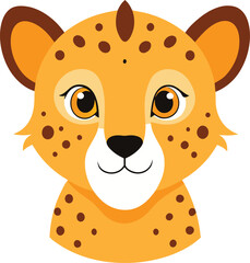 Cute Cheetah Head Cartoon Vector Illustration