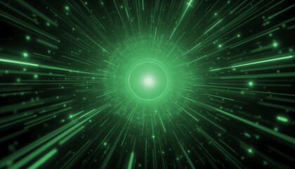 Fototapeta premium green abstract digital technology background with rays