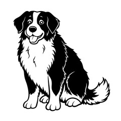 Line Art Saint Bernard Dog Sitting – Minimal Vector Illustration Isolated on White Background for Pet and Breed Design Use, Saint Bernard Line Art, Sitting Dog Outline, Pet Vector Illustration
