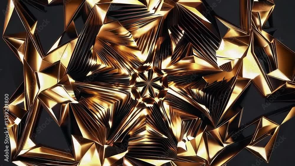 Poster intricate gold metallic transformations: dynamic abstract motion in high definition