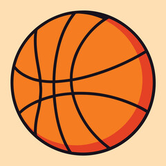 Basketball Vector Illustration, A vector illustration of a basketball with orange and black lines, set on a white background.

