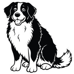 Line Art Saint Bernard Dog Sitting – Minimal Vector Illustration Isolated on White Background for Pet and Breed Design Use, Saint Bernard Line Art, Sitting Dog Outline, Pet Vector Illustration

