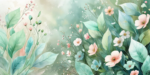illustration of flowers watercolor art background