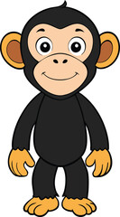 Cute Chimpanzee Cartoon Vector Illustration