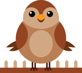 Cute Chubby Sparrow Sitting On A Fence