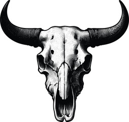 Cow Skull vector black silhouette cricut design for T-Shirt