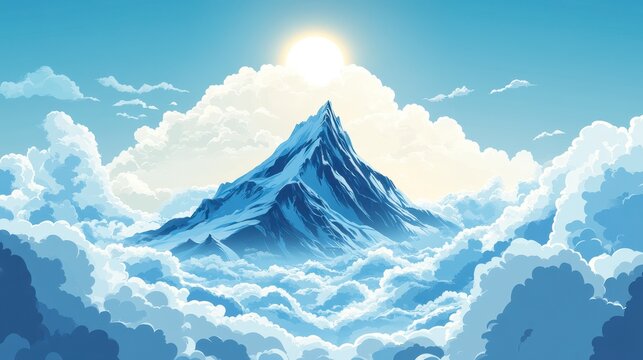 Majestic Mountain Peak Above the Clouds at Sunrise - Powered by Adobe