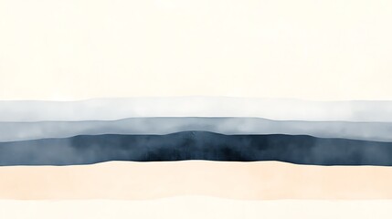 Abstract Watercolor Coastal Landscape.
