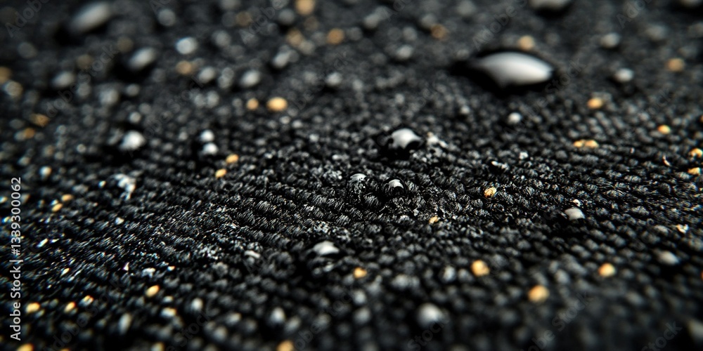 Poster water droplets on textured fabric showcasing detailed surface and patterns in close-up view
