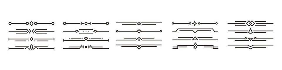 Art deco dividers graphic collection isolated on white background vector illustration.