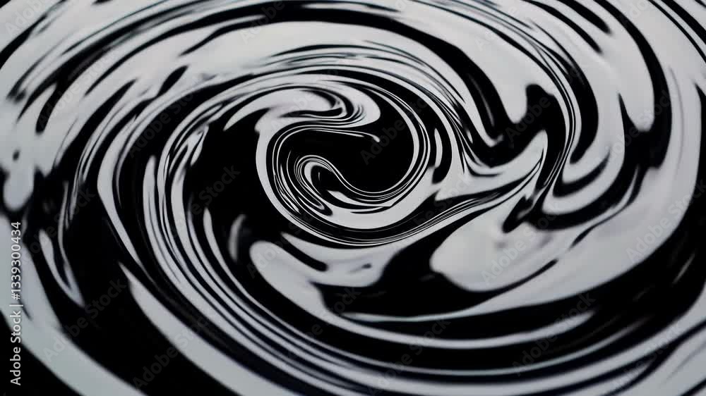 Poster mesmerizing swirling liquid art with dynamic black and white patterns
