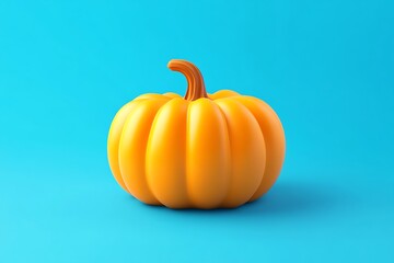 Cute Orange Pumpkin 3D Render, Minimalist Autumn Design, Fall Harvest