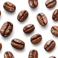 Freshly Roasted Coffee Beans on White Background for Coffee Lovers