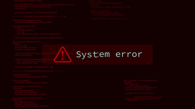Cyber security system error warning cyberattacks hacking hack