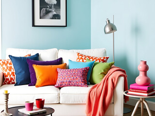 Modern living room with stylish furniture and cozy decor