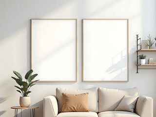 Modern living room interior with sofa, armchair, and stylish decor