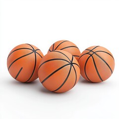 Obraz premium A set of basketballs isolated on a white background. 3D rendering of sports equipment