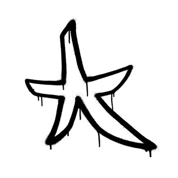 Sprayed star mark with overspray in black over white. Vector illustration.