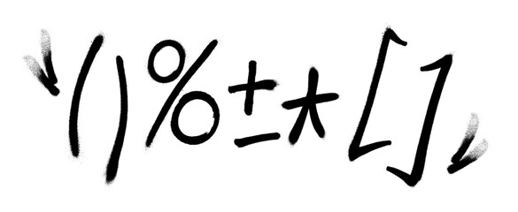 Graffiti spray font alphabet. Signs. Part 8. Vector illustration