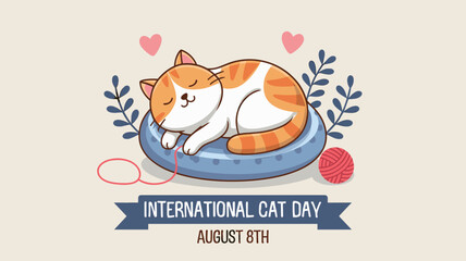 Cute Sleeping Cat Illustration for International Cat Day