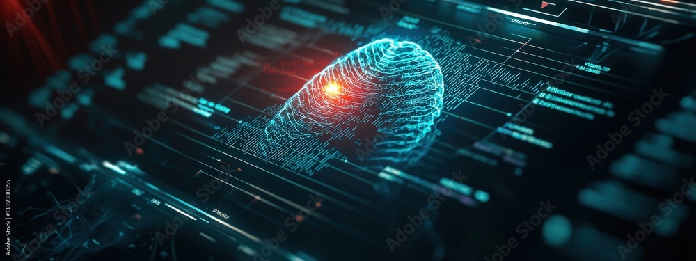 Aufkleber digital fingerprint scan with holographic technology display