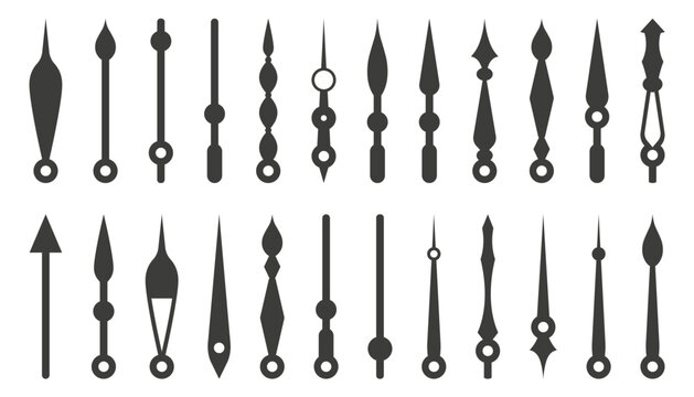 Set of clock hands or watch arms silhouette