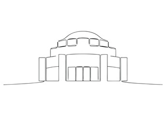 Continuous One Line Architectural Building | Minimalist Landmark Vector Illustration
