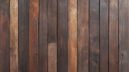 Obraz premium Rustic wooden wall, textured natural brown planks creating a warm and inviting backdrop, ideal for cozy settings or crafts.