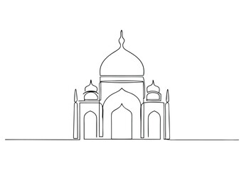 Continuous One Line Architectural Building | Minimalist Landmark Vector Illustration