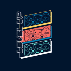 Level Up Game pad vector graphic t shirt prints © Saranya