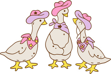 Pink_coquette_western_silly_goose_illustration_for_ spring_classroon_decoration