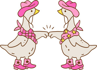 Pink_coquette_western_silly_goose_illustration_for_ spring_classroon_decoration