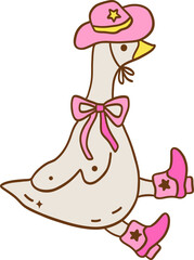 Pink_coquette_western_silly_goose_illustration_for_ spring_classroon_decoration
