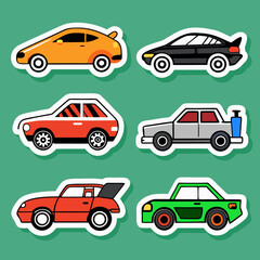 Fototapeta premium Cartoon Car Collection, A Colorful and Fun Illustration of Classic Cars