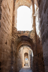 Corridor inside the Roman ampitheatre in el-Jem, Tunisia