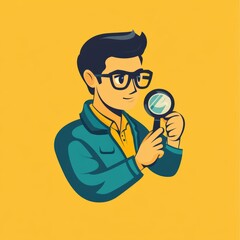 Cartoon-style illustration of a scientist holding a magnifying glass, symbolizing research and discovery.