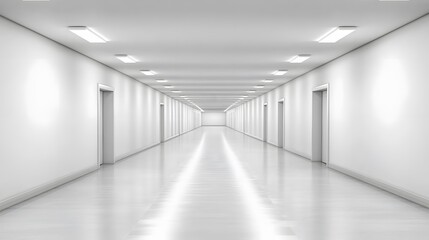 Obraz premium Long White Corridor Interior Architecture Design