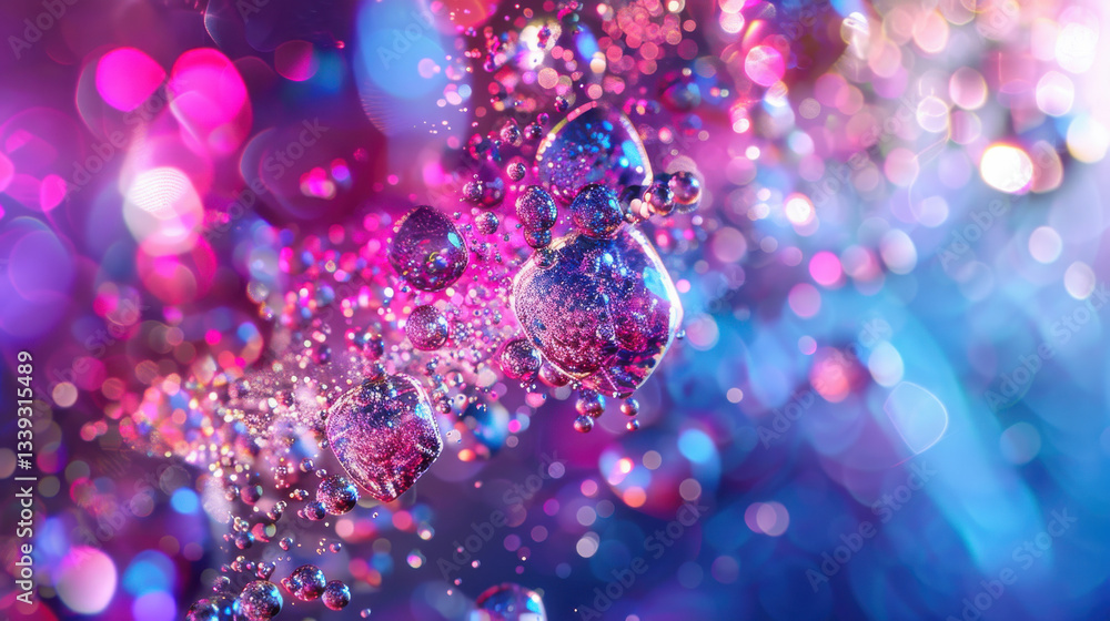 Aufkleber vibrant bubbles float in colorful abstract background, creating dreamy atmosphere. interplay of ligh
