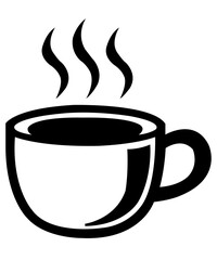 Coffee clip art design on plain white transparent isolated background for card, shirt, hoodie, sweatshirt, apparel, card, tag, mug, icon, poster or badge