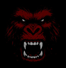 angry gorilla face - grunge style (artwork 2) © mr.mmz