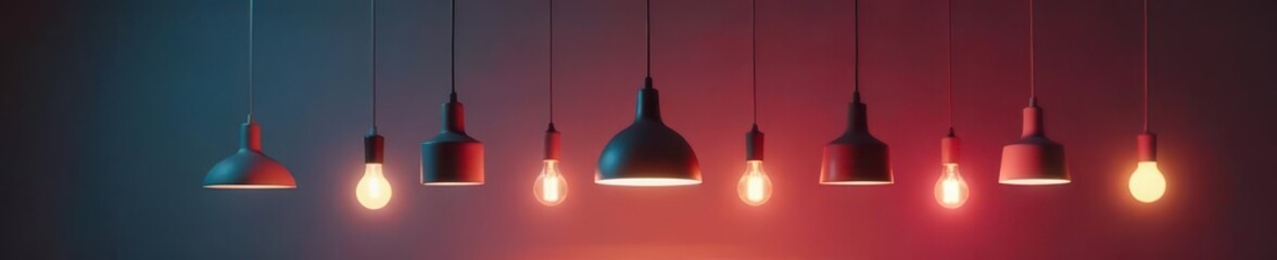 Sleek modern pendant lamps hang from thin wires , simple, home decor, apartment