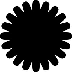 Round shape seal stamp silhouette design.
Scalloped Circle Badge Shape vector Illustration.
flower shape sticker  black silhouette.
Good for greeting card,poster, craft and DIY.
Transparent background