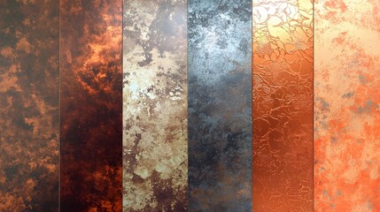 Varied Copper Textures with Unique Patinas and Reflective Surfaces in Industrial Design
