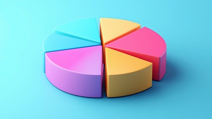 Obraz premium Colorful pie chart 2D flat art business strategy on pastel background