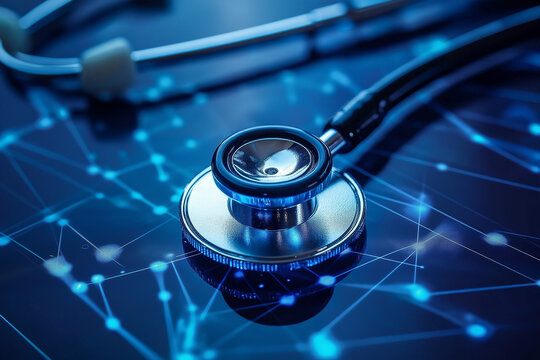 Digital Healthcare Stethoscope on Network, Technology, Medicine, Innovation