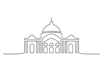 Continuous One Line Architectural Building | Minimalist Landmark Vector Illustration