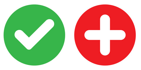 Obraz premium check mark icon button set. check box icon with right and wrong buttons and yes or no checkmark icons in green tick box and red cross