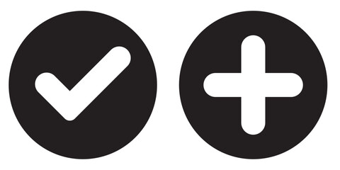 check mark icon button set. check box icon with right and wrong buttons and yes or no checkmark icons in green tick box and red cross