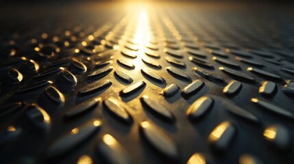 Obraz premium Shimmering metal surface reflection industrial setting close-up